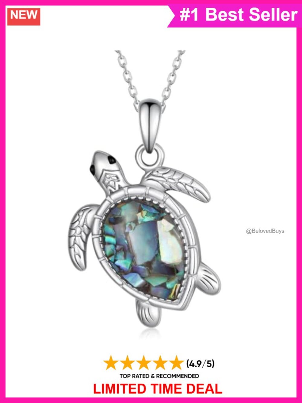 Turtle Necklace 925 Sterling Silver Hypoallergenic Pendant 18in for Women